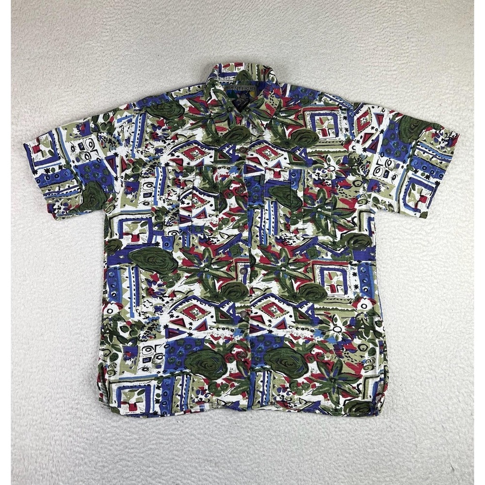 ExOfficio Shirt Womens Medium Multicolor Floral Print S/S Hawaiian Button Up